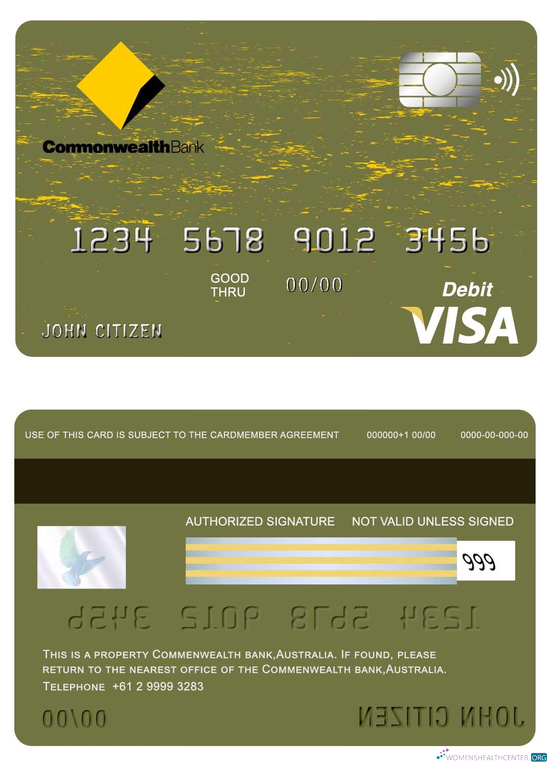 Download Australia Commonwealth bank visa card Photoshop template